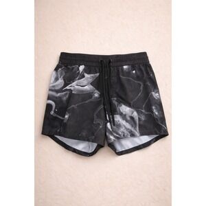 Diesel Men's Swim Trunks Black White Abstract Print Drawstring Size S
